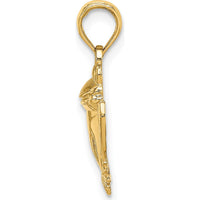 14K Yellow Gold Textured Sitting Frog Charm Pendant by Oro Pregiato