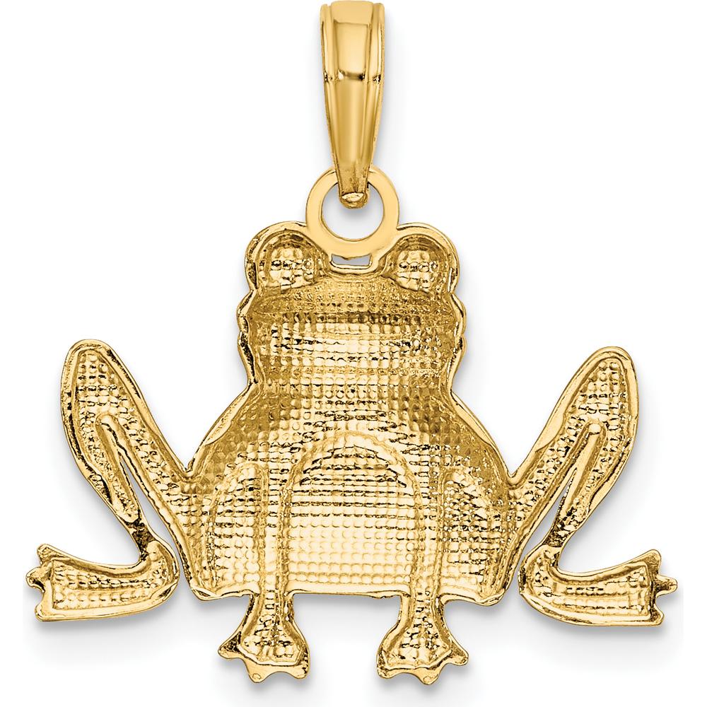 14K Yellow Gold Textured Sitting Frog Charm Pendant by Oro Pregiato