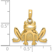 14K Yellow Gold Textured Sitting Frog Charm Pendant by Oro Pregiato