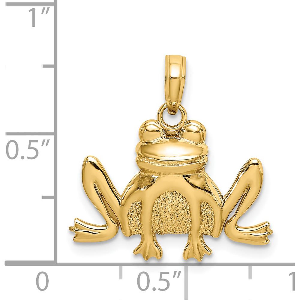 14K Yellow Gold Textured Sitting Frog Charm Pendant by Oro Pregiato