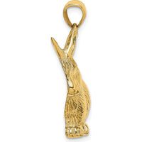 14K Yellow Gold Textured Sitting Rabbit Charm Pendant by Oro Pregiato