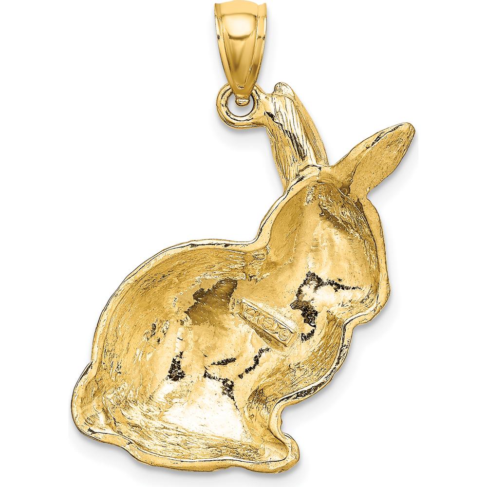 14K Yellow Gold Textured Sitting Rabbit Charm Pendant by Oro Pregiato