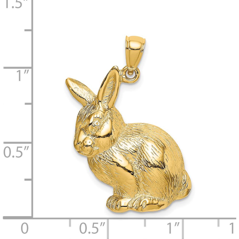 14K Yellow Gold Textured Sitting Rabbit Charm Pendant by Oro Pregiato