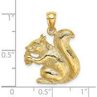14K Yellow Gold Textured Sitting Squirrel Charm with Nut - 27mm Length by Oro Pregiato