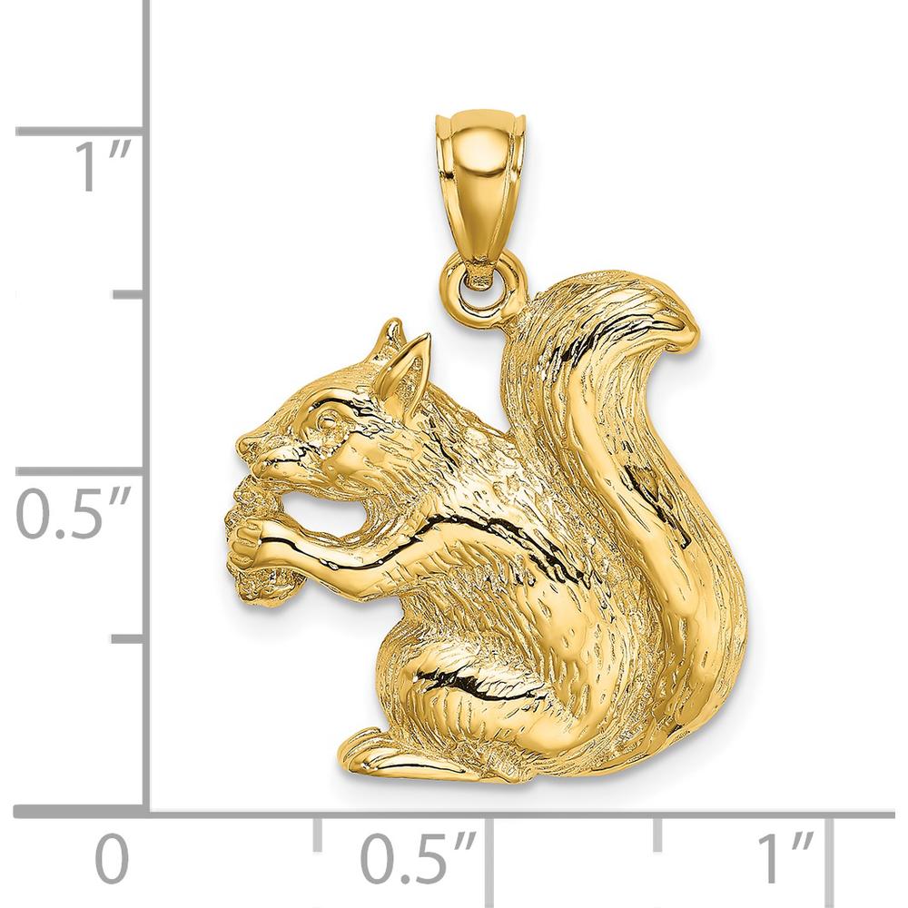 14K Yellow Gold Textured Sitting Squirrel Charm with Nut - 27mm Length by Oro Pregiato
