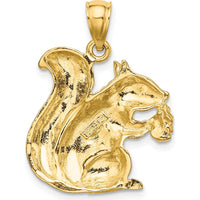 14K Yellow Gold Textured Sitting Squirrel Charm with Nut - 27mm Length by Oro Pregiato