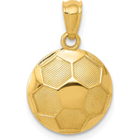 14K Yellow Gold Textured Soccer Ball Pendant - 19mm Length by Oro Pregiato