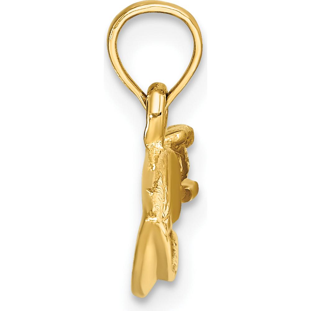 14K Yellow Gold Textured Speed Boat Pendant Charm by Oro Pregiato