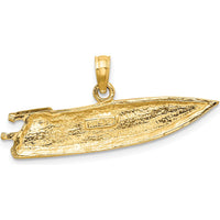 14K Yellow Gold Textured Speed Boat Pendant Charm by Oro Pregiato