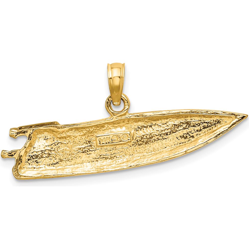 14K Yellow Gold Textured Speed Boat Pendant Charm by Oro Pregiato