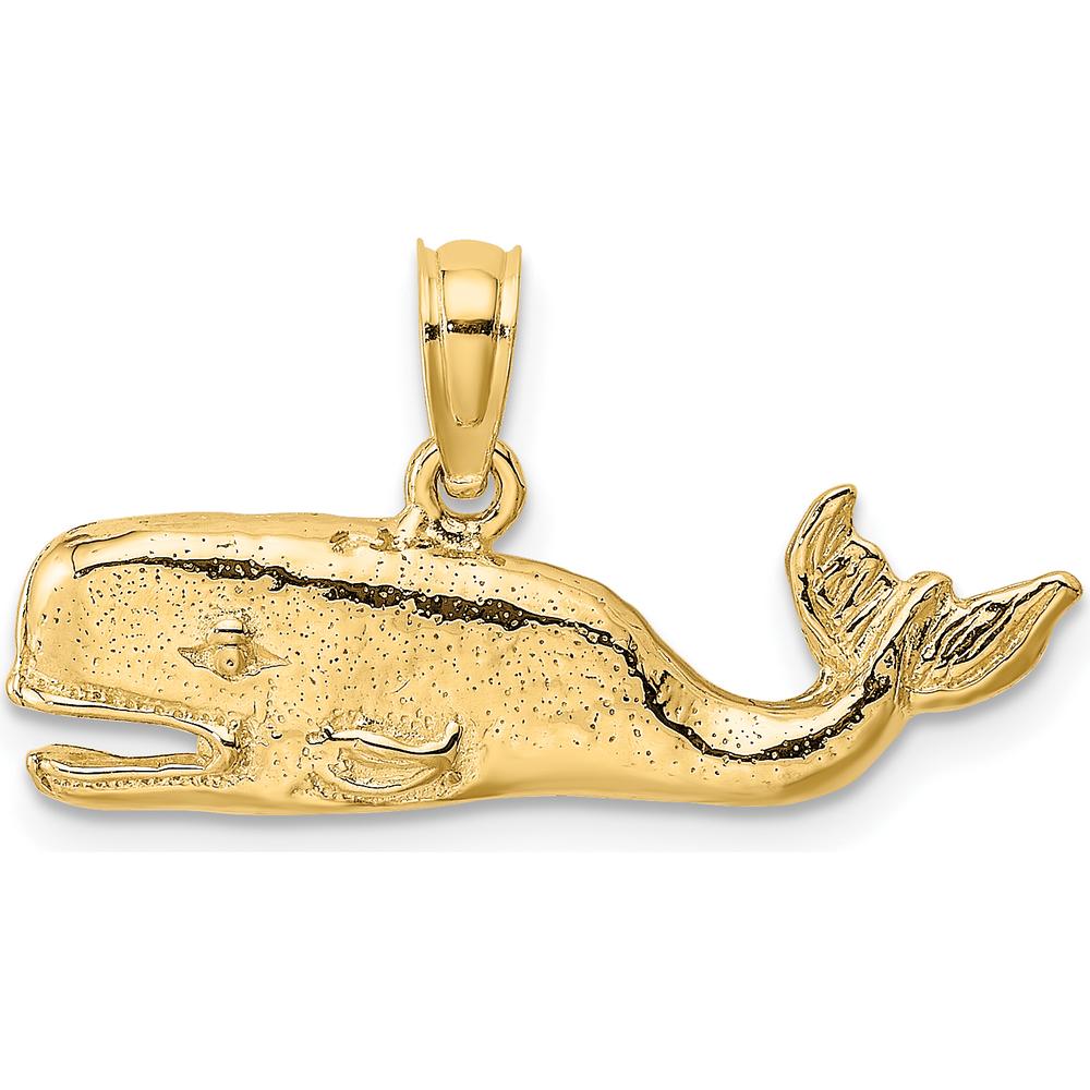 14K Yellow Gold Textured Sperm Whale Charm - Polished Finish by Oro Pregiato