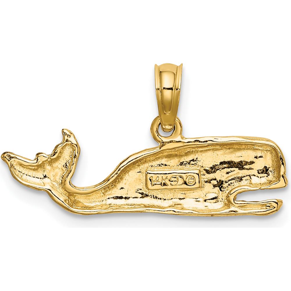 14K Yellow Gold Textured Sperm Whale Charm - Polished Finish by Oro Pregiato