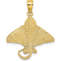 14K Yellow Gold Textured Spotted Eagle Ray Charm - 22.55mm x 24.5mm by Oro Pregiato