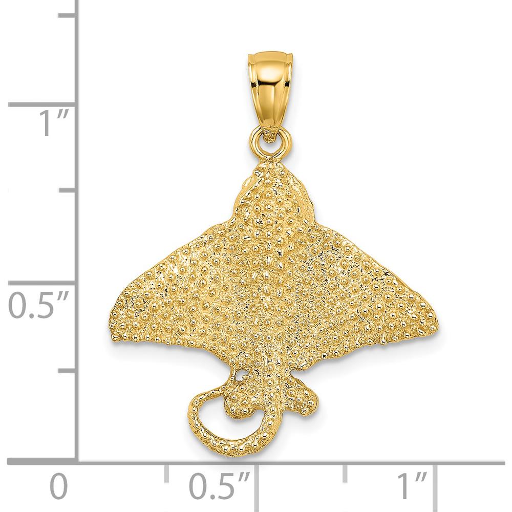 14K Yellow Gold Textured Spotted Eagle Ray Charm - 22.55mm x 24.5mm by Oro Pregiato
