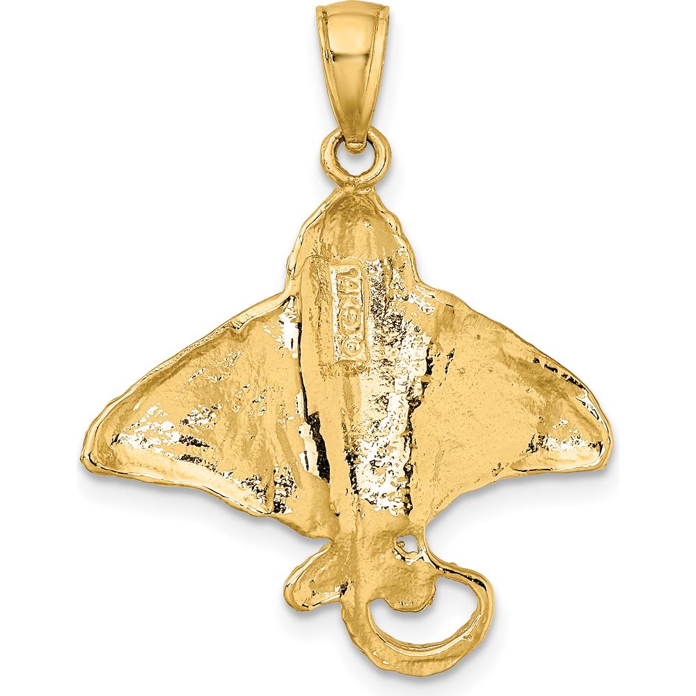 14K Yellow Gold Textured Spotted Eagle Ray Charm - 22.55mm x 24.5mm by Oro Pregiato