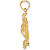 14K Yellow Gold Textured Spotted Eagle Ray Charm - Nature-Inspired Pendant by Oro Pregiato