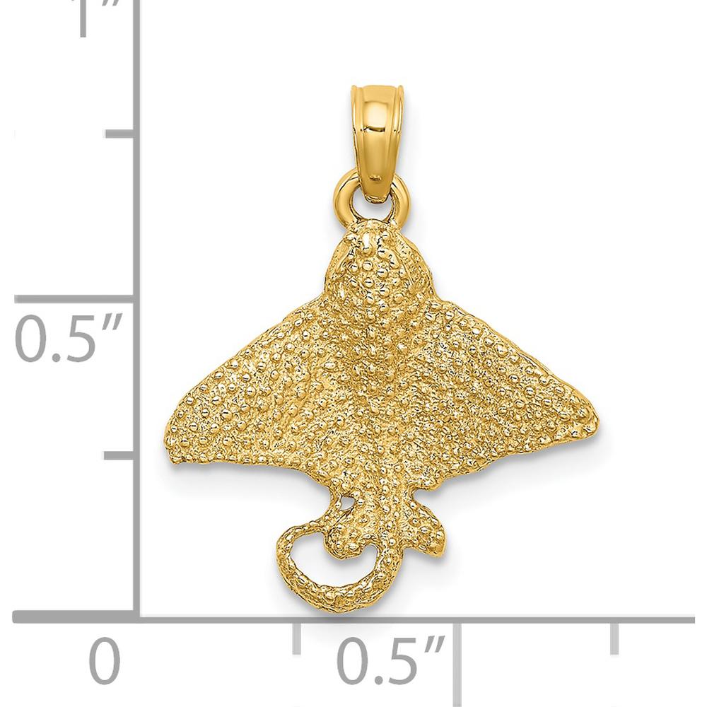 14K Yellow Gold Textured Spotted Eagle Ray Charm - Nature-Inspired Pendant by Oro Pregiato