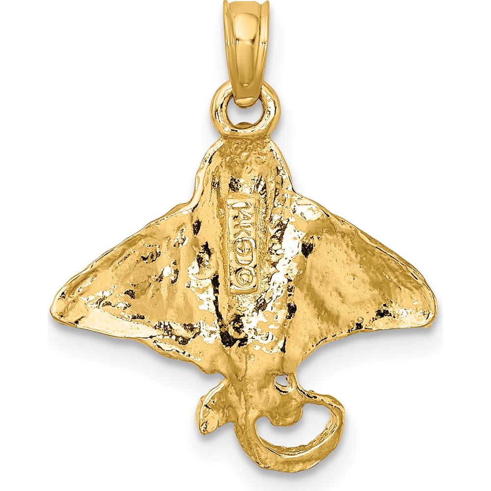 14K Yellow Gold Textured Spotted Eagle Ray Charm - Nature-Inspired Pendant by Oro Pregiato