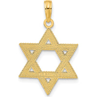14K Yellow Gold Textured Star of David Pendant - 26mm Length by Oro Pregiato
