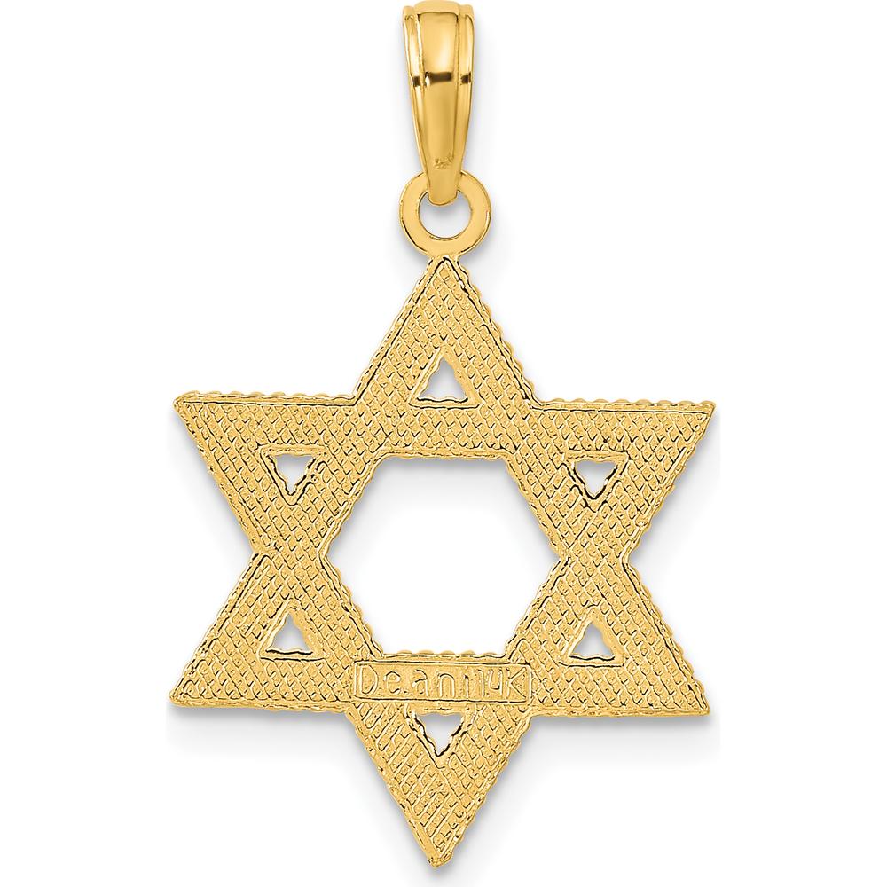 14K Yellow Gold Textured Star of David Pendant - 26mm Length by Oro Pregiato