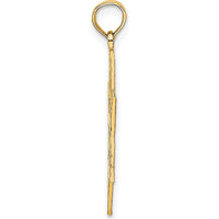 14K Yellow Gold Textured Star of David with Chai Center Charm - 26.8mm Length by Oro Pregiato