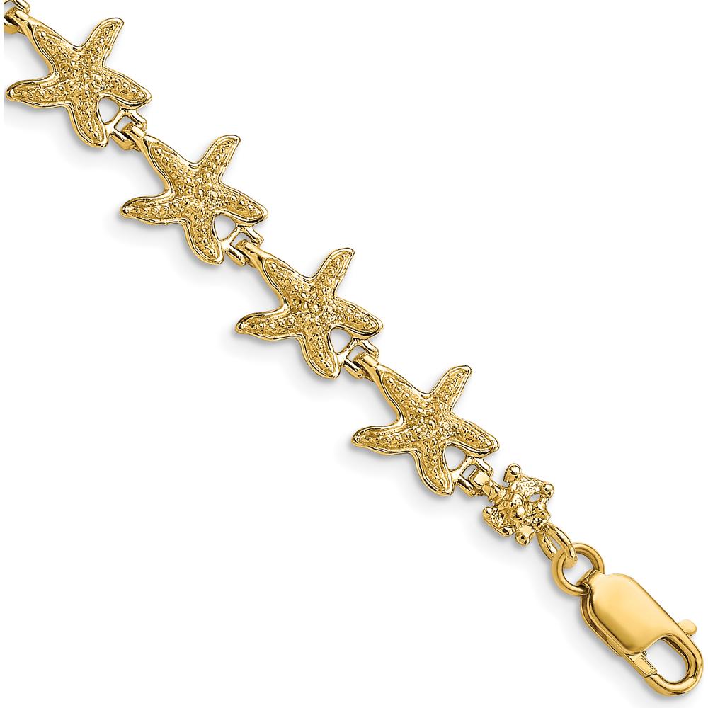 14K Yellow Gold Textured Starfish Bracelet - 7.25" Length by Oro Pregiato