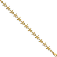 14K Yellow Gold Textured Starfish Bracelet - 7.25" Length by Oro Pregiato