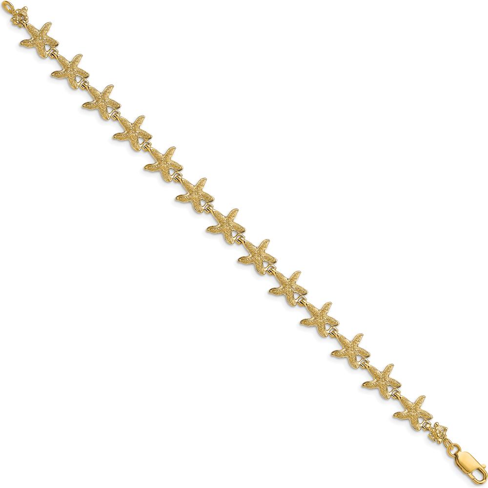 14K Yellow Gold Textured Starfish Bracelet - 7.25" Length by Oro Pregiato