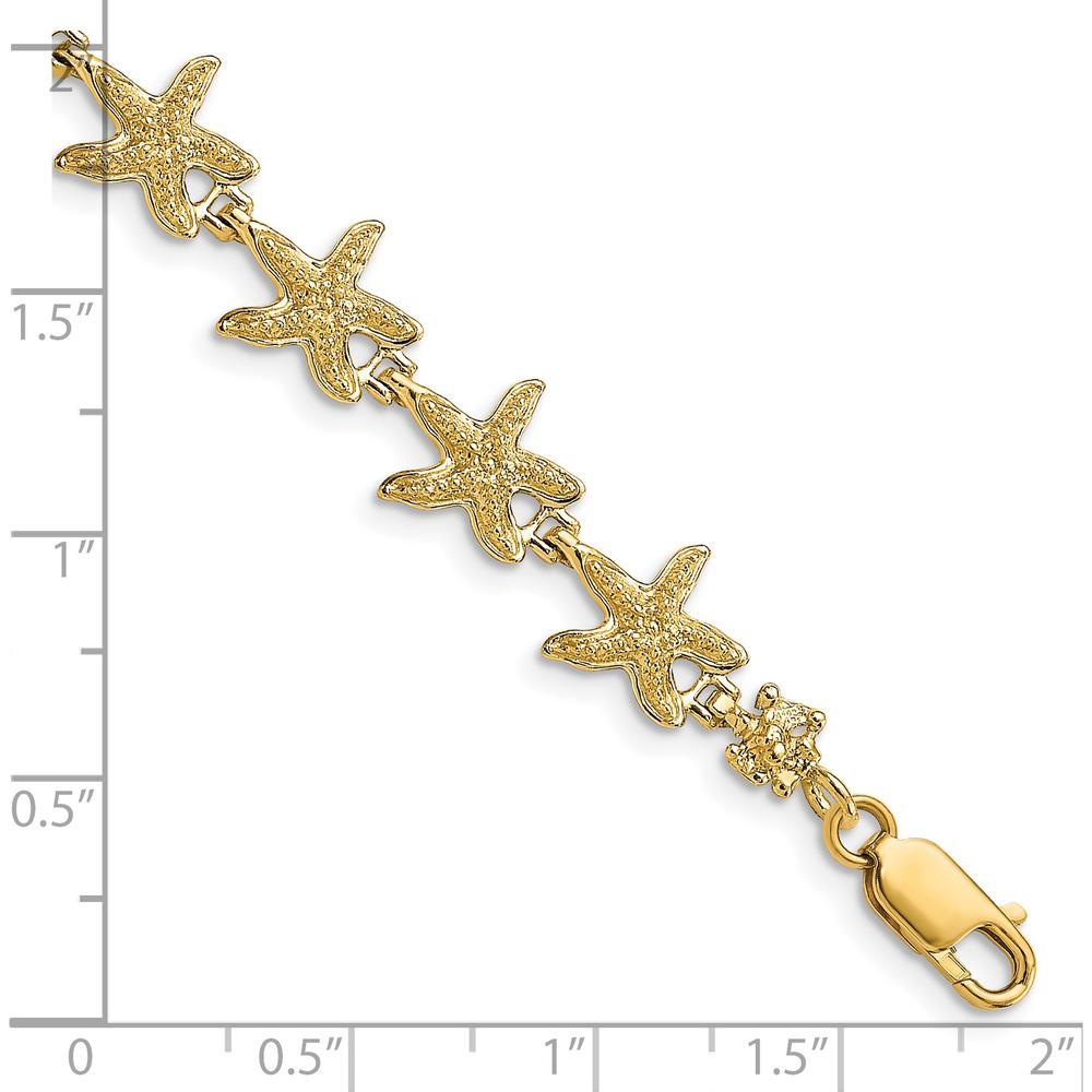 14K Yellow Gold Textured Starfish Bracelet - 7.25" Length by Oro Pregiato