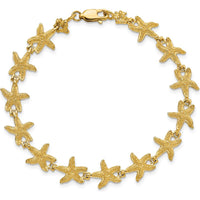 14K Yellow Gold Textured Starfish Bracelet - 7.25" Length by Oro Pregiato