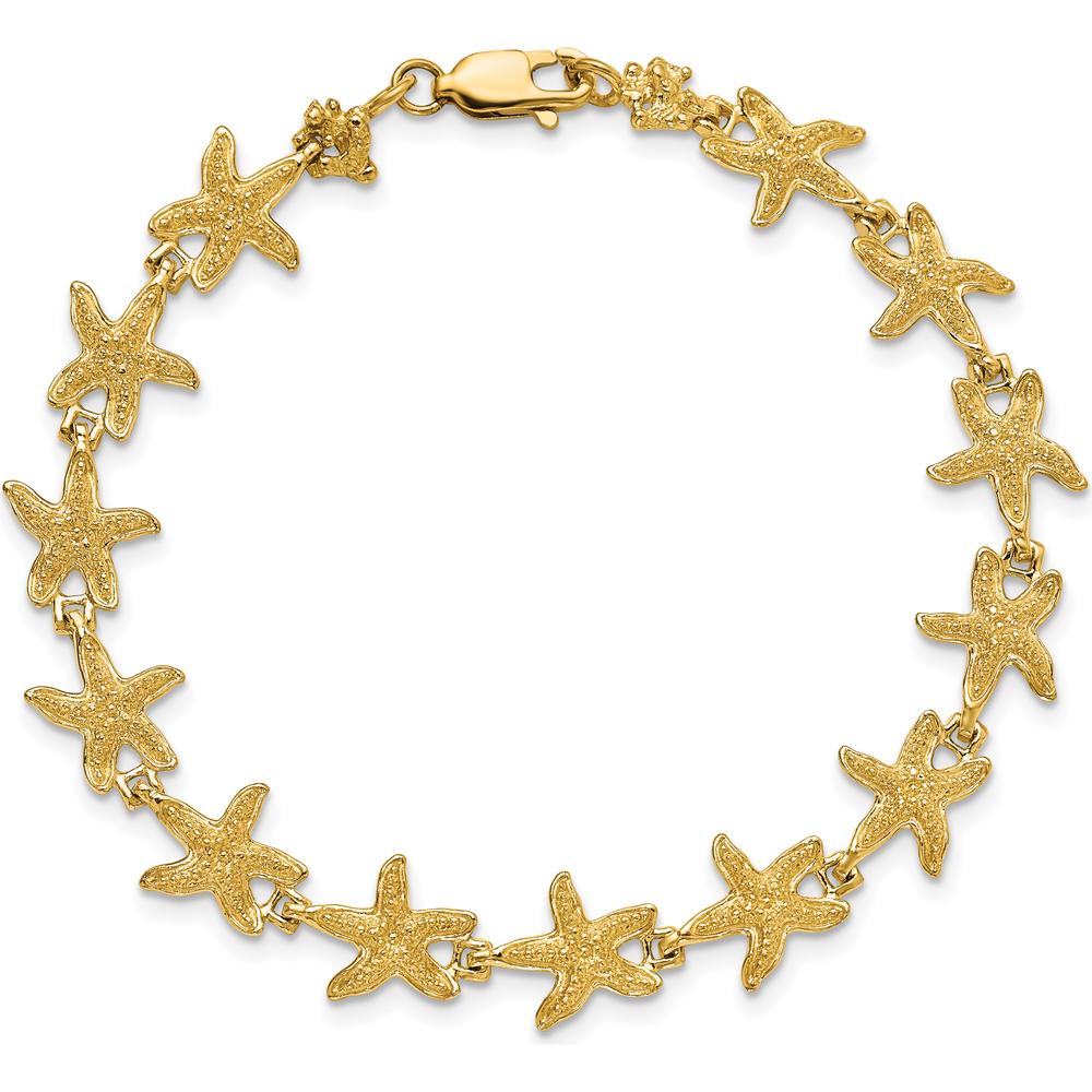 14K Yellow Gold Textured Starfish Bracelet - 7.25" Length by Oro Pregiato
