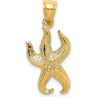14K Yellow Gold Textured Starfish Charm Pendant - 23mm Length by Oro Pregiato