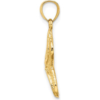 14K Yellow Gold Textured Starfish Charm Pendant - 23mm Length by Oro Pregiato
