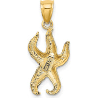 14K Yellow Gold Textured Starfish Charm Pendant - 23mm Length by Oro Pregiato