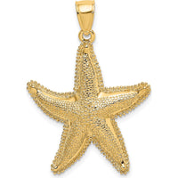 14K Yellow Gold Textured Starfish Charm Pendant - 43mm Length by Oro Pregiato