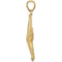 14K Yellow Gold Textured Starfish Charm Pendant - 43mm Length by Oro Pregiato