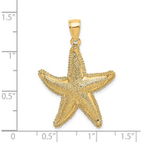 14K Yellow Gold Textured Starfish Charm Pendant - 43mm Length by Oro Pregiato