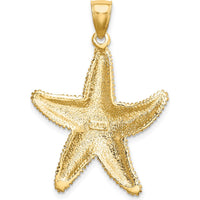 14K Yellow Gold Textured Starfish Charm Pendant - 43mm Length by Oro Pregiato
