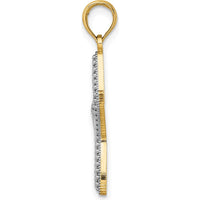 14K Yellow Gold Textured Starfish Charm with Rhodium Accent by Oro Pregiato