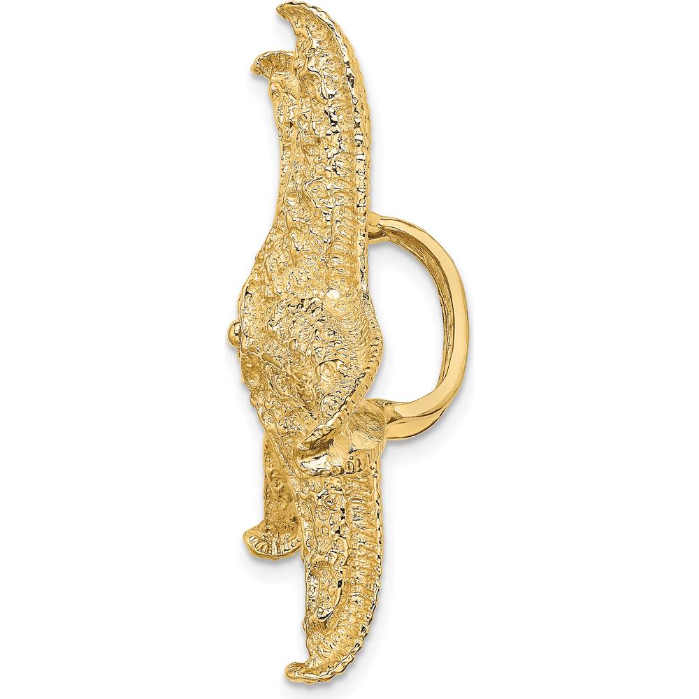 14K Yellow Gold Textured Starfish Omega Slide Pendant - Nature-Inspired Charm by Oro Pregiato