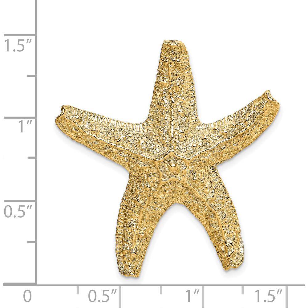 14K Yellow Gold Textured Starfish Omega Slide Pendant - Nature-Inspired Charm by Oro Pregiato