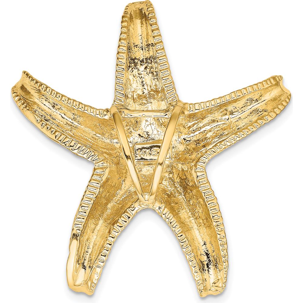 14K Yellow Gold Textured Starfish Omega Slide Pendant - Nature-Inspired Charm by Oro Pregiato