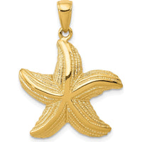 14K Yellow Gold Textured Starfish Pendant - 27mm Length by Oro Pregiato