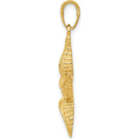 14K Yellow Gold Textured Starfish Pendant - 28mm Length by Oro Pregiato