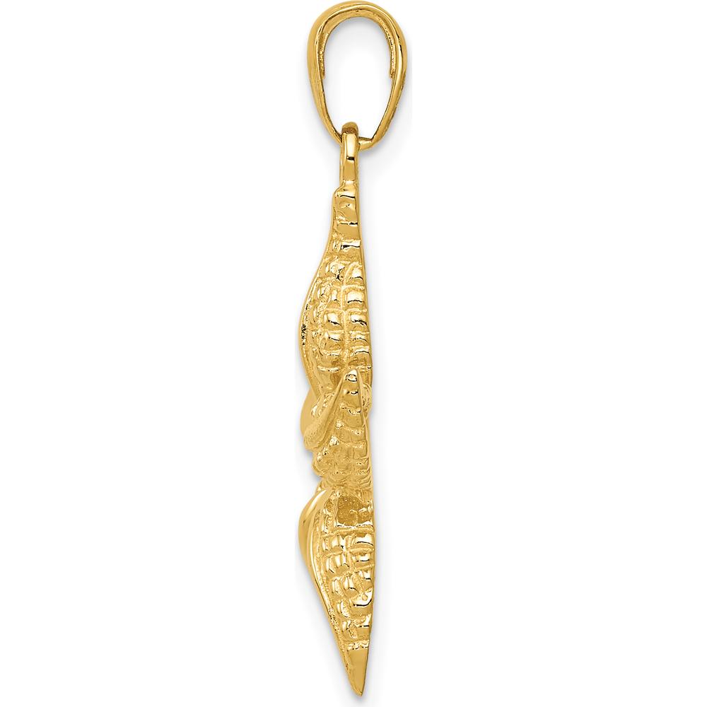 14K Yellow Gold Textured Starfish Pendant - 28mm Length by Oro Pregiato