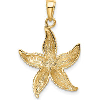 14K Yellow Gold Textured Starfish Pendant - 28mm Length by Oro Pregiato