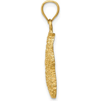14K Yellow Gold Textured Starfish Pendant Charm - 26mm Length by Oro Pregiato