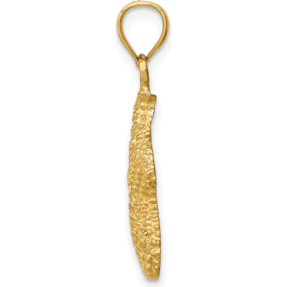 14K Yellow Gold Textured Starfish Pendant Charm - 26mm Length by Oro Pregiato