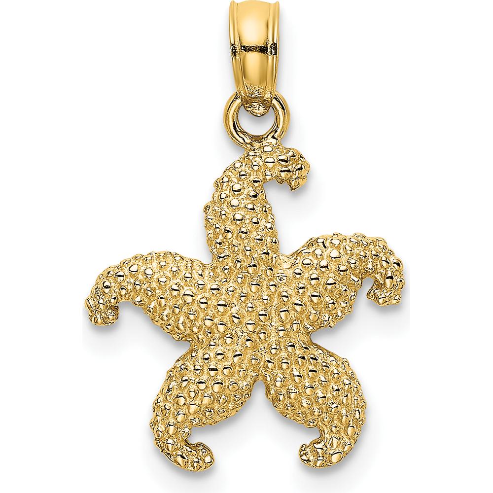 14K Yellow Gold Textured Starfish Pendant Charm by Oro Pregiato