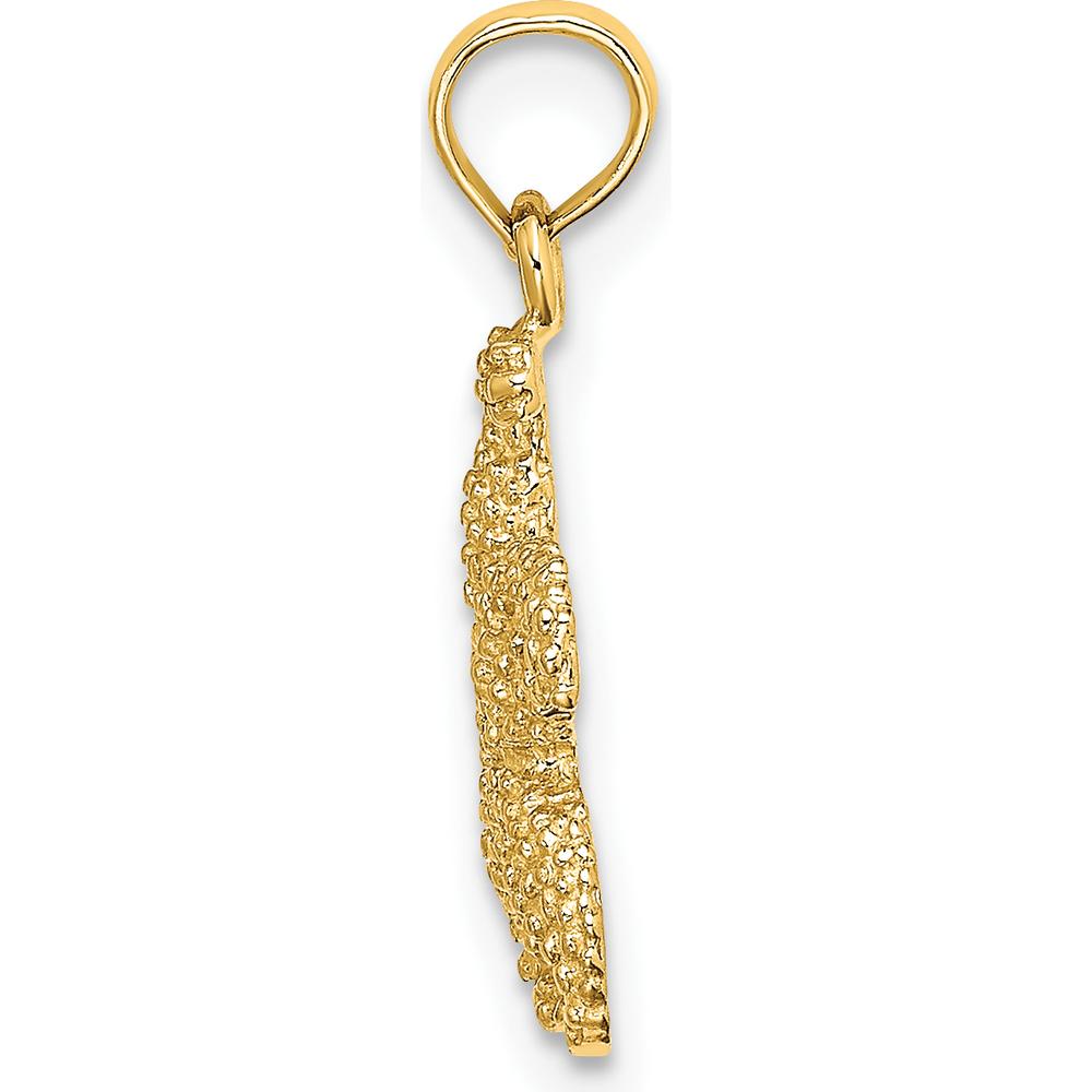 14K Yellow Gold Textured Starfish Pendant Charm by Oro Pregiato